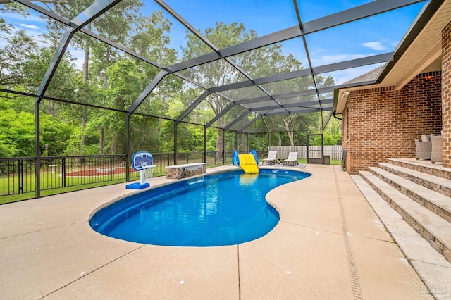 8847 Salt Grass Dr, Pensacola, FL 32526 - view of swimming pool featuring a patio, a lanai, and a fenced in pool