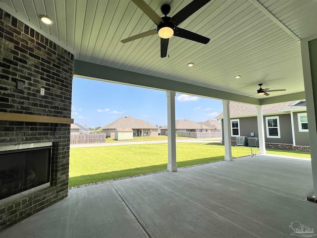 2440 Meeting St, Cantonment, FL 32533 - view of patio featuring central AC unit and ceiling fan