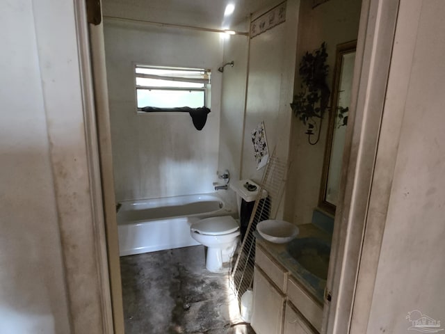 35 N Cypress St, Mcdavid, FL 32568 - full bathroom featuring toilet, vanity, concrete floors, and  shower combination