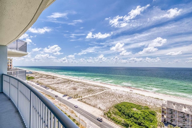 view of water feature featuring a beach view