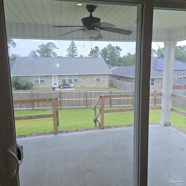 view of patio with ceiling fan