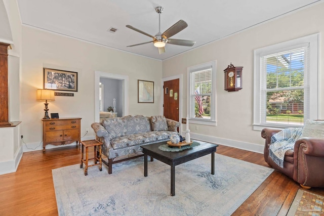1703 E Avery St, Pensacola, FL 32503 - living room featuring a ceiling fan and wood finished floors
