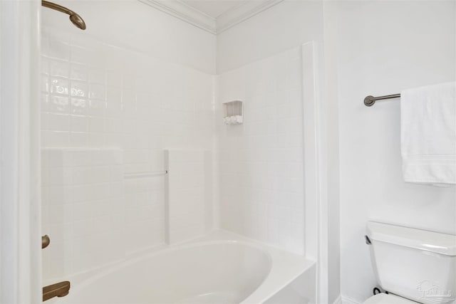 17075 Perdido Key Dr Unit 4E, Pensacola, FL 32507 - bathroom with tub / shower combination, toilet, and ornamental molding