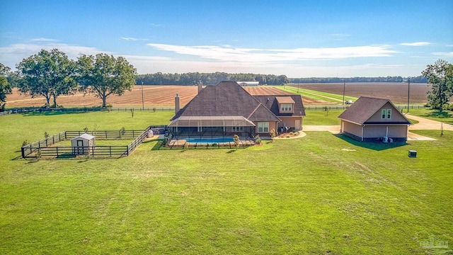 aerial view featuring a rural view