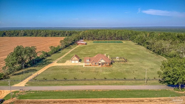 bird's eye view with a rural view