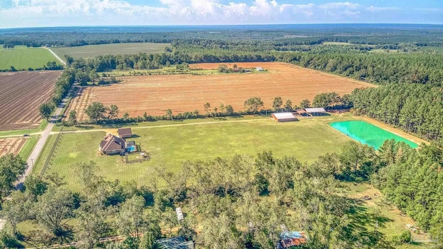 birds eye view of property with a rural view