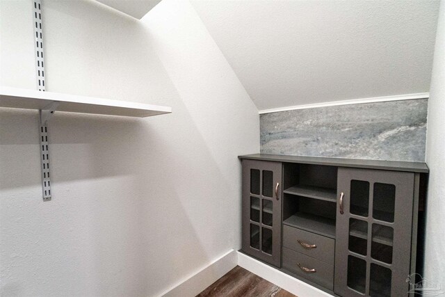 277 Seamarge Ln, Pensacola, FL 32507 - walk in closet featuring dark wood finished floors and lofted ceiling