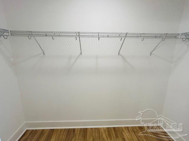 spacious closet featuring hardwood / wood-style floors