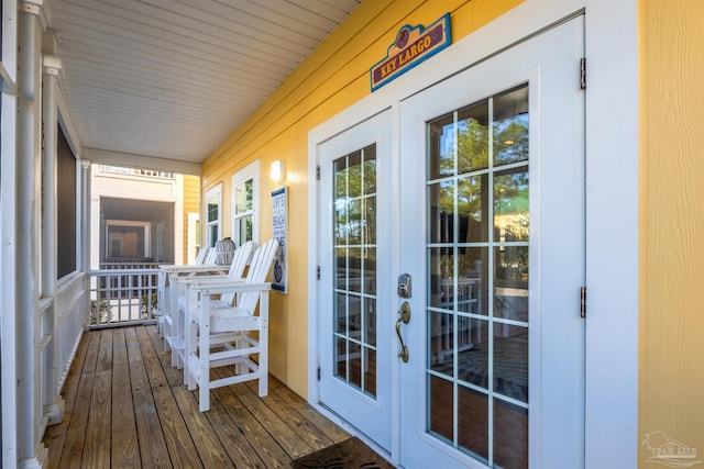 exterior space featuring french doors and a porch