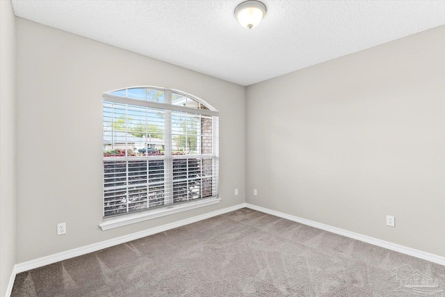 carpeted spare room featuring a textured ceiling