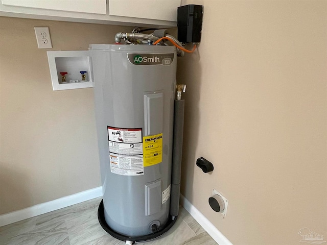 utility room with water heater