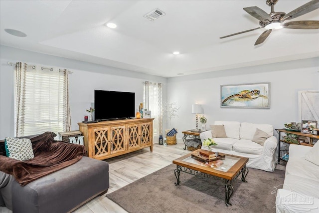 6961 Elliots Gin Ln, Navarre, FL 32566 - living area with a ceiling fan, recessed lighting, and light wood finished floors