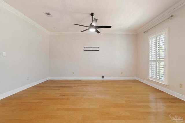 2960 Laurel Dr, Gulf Breeze, FL 32563 - unfurnished room featuring ornamental molding, light wood finished floors, a ceiling fan, and baseboards