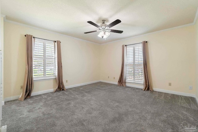 2960 Laurel Dr, Gulf Breeze, FL 32563 - unfurnished room featuring ornamental molding, healthy amount of natural light, ceiling fan, carpet, and baseboards