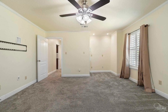 2960 Laurel Dr, Gulf Breeze, FL 32563 - unfurnished bedroom featuring ornamental molding, carpet floors, baseboards, and a ceiling fan