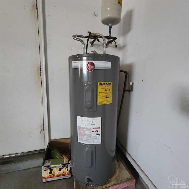 utility room with electric water heater