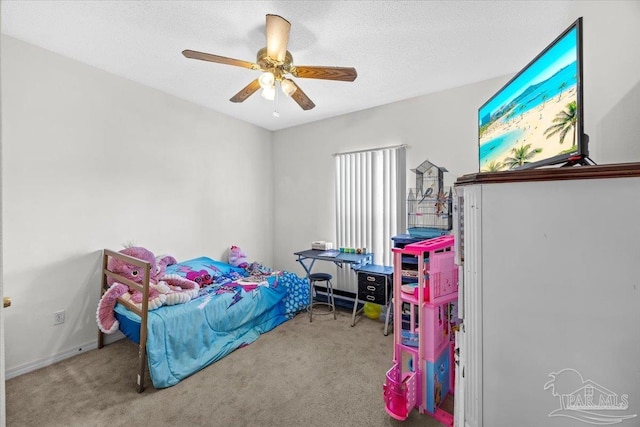 5761 Twisted Oak Ct, Pace, FL 32571 - bedroom with carpet flooring, a textured ceiling, and ceiling fan