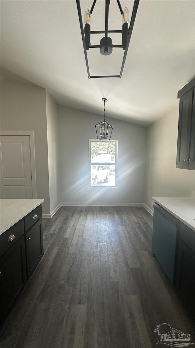 6280 Long St, Milton, FL 32570 - unfurnished dining area featuring a chandelier and dark wood finished floors