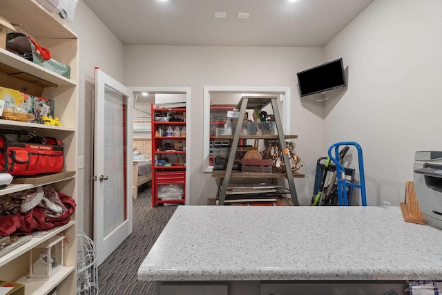 view of carpeted office space
