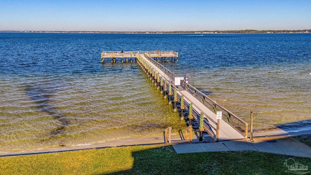 dock area with a water view