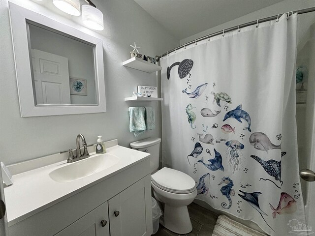 bathroom featuring vanity and toilet