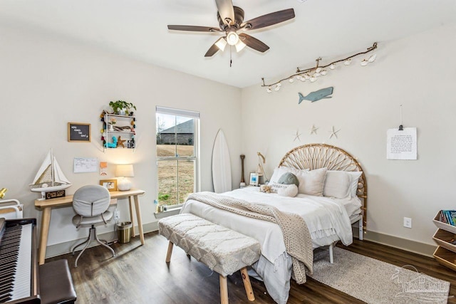 1058 Iron Forge Rd, Cantonment, FL 32533 - bedroom featuring wood finished floors, baseboards, and ceiling fan