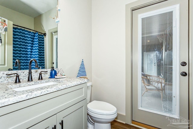 1058 Iron Forge Rd, Cantonment, FL 32533 - full bathroom with toilet, vanity, and wood finished floors
