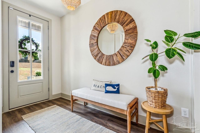 1058 Iron Forge Rd, Cantonment, FL 32533 - doorway to outside with plenty of natural light, dark wood-style flooring, and baseboards