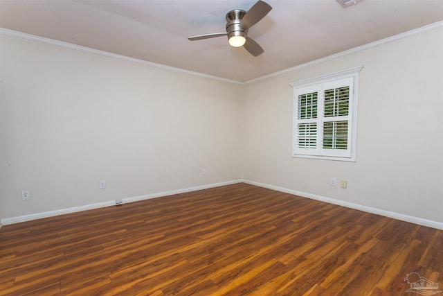 316 Dolphin St, Gulf Breeze, FL 32561 - spare room with wood finished floors, ornamental molding, baseboards, and ceiling fan