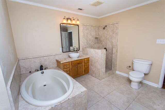 316 Dolphin St, Gulf Breeze, FL 32561 - full bath with toilet, a walk in shower, a garden tub, vanity, and crown molding