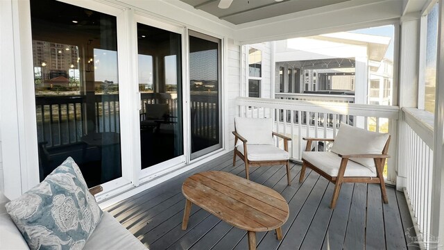 wooden deck with french doors