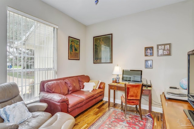 home office featuring hardwood / wood-style floors