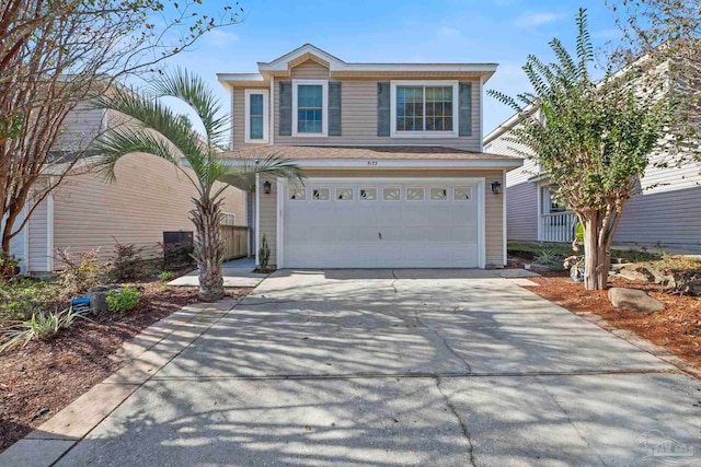 front facade with a garage