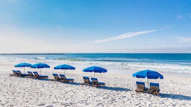 property view of water with a beach view