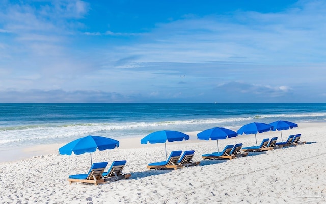 property view of water with a beach view