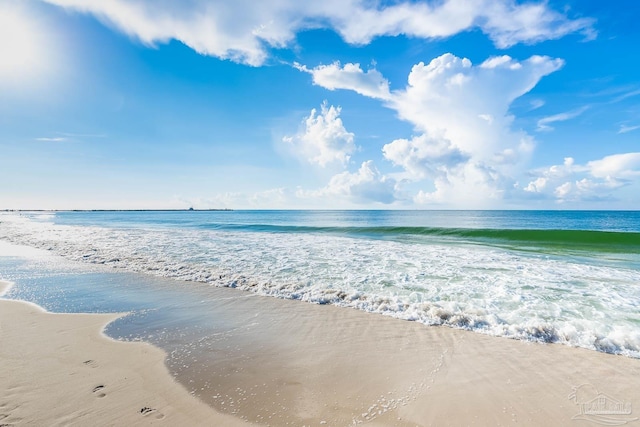 property view of water featuring a view of the beach