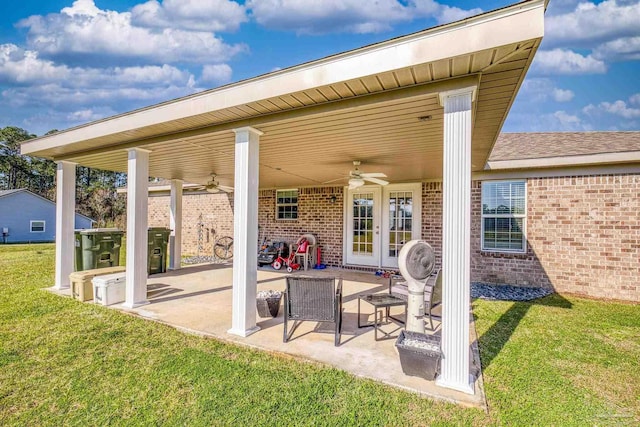 view of patio / terrace featuring french doors and a ceiling fan