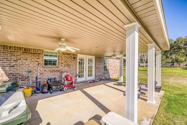 view of patio / terrace featuring a ceiling fan