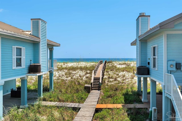 1299 Ft Pickens Rd Unit 6, Pensacola Beach, FL 32561 - property view of water with a beach view and stairs