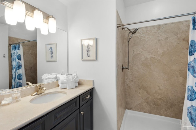 1299 Ft Pickens Rd Unit 6, Pensacola Beach, FL 32561 - bathroom with vanity and a shower with shower curtain