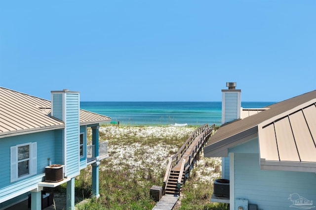 1299 Ft Pickens Rd Unit 6, Pensacola Beach, FL 32561 - water view with stairway and a view of the beach