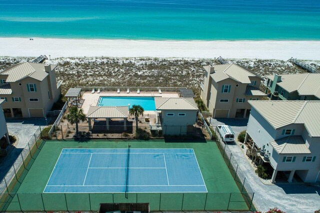 1299 Ft Pickens Rd Unit 6, Pensacola Beach, FL 32561 - birds eye view of property with a residential view, a water view, and a beach view