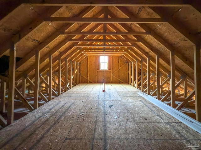 view of unfinished attic