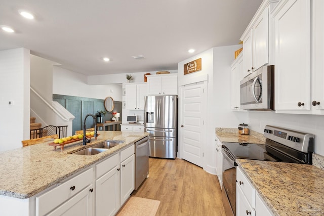 kitchen featuring appliances with stainless steel finishes, sink, and white cabinets