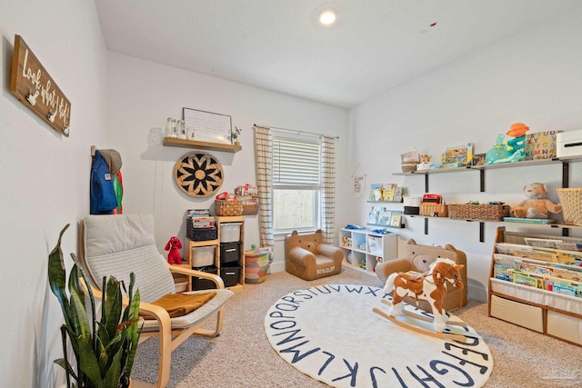 game room with carpet flooring