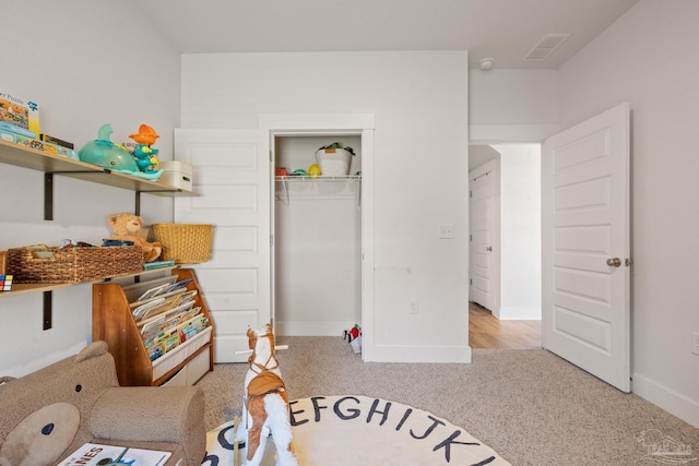 interior space with light colored carpet