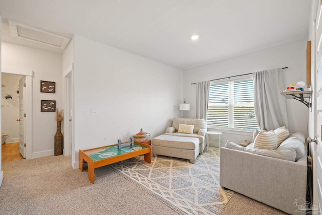 living room featuring carpet flooring