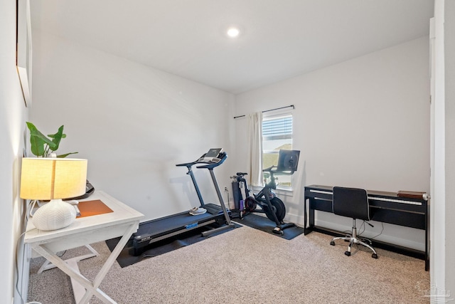 exercise area featuring carpet