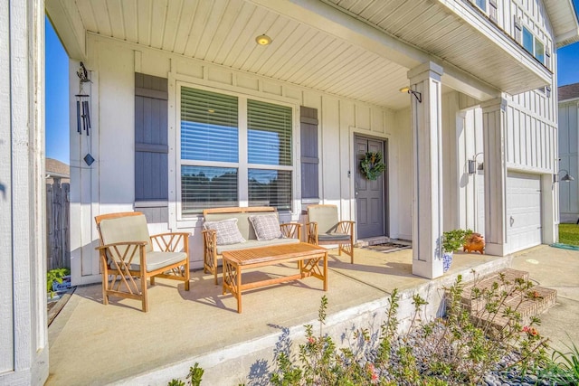 view of patio featuring a porch