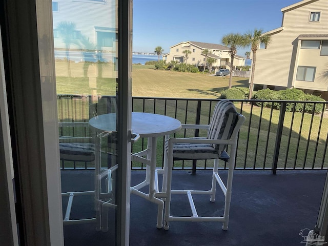 balcony with a water view